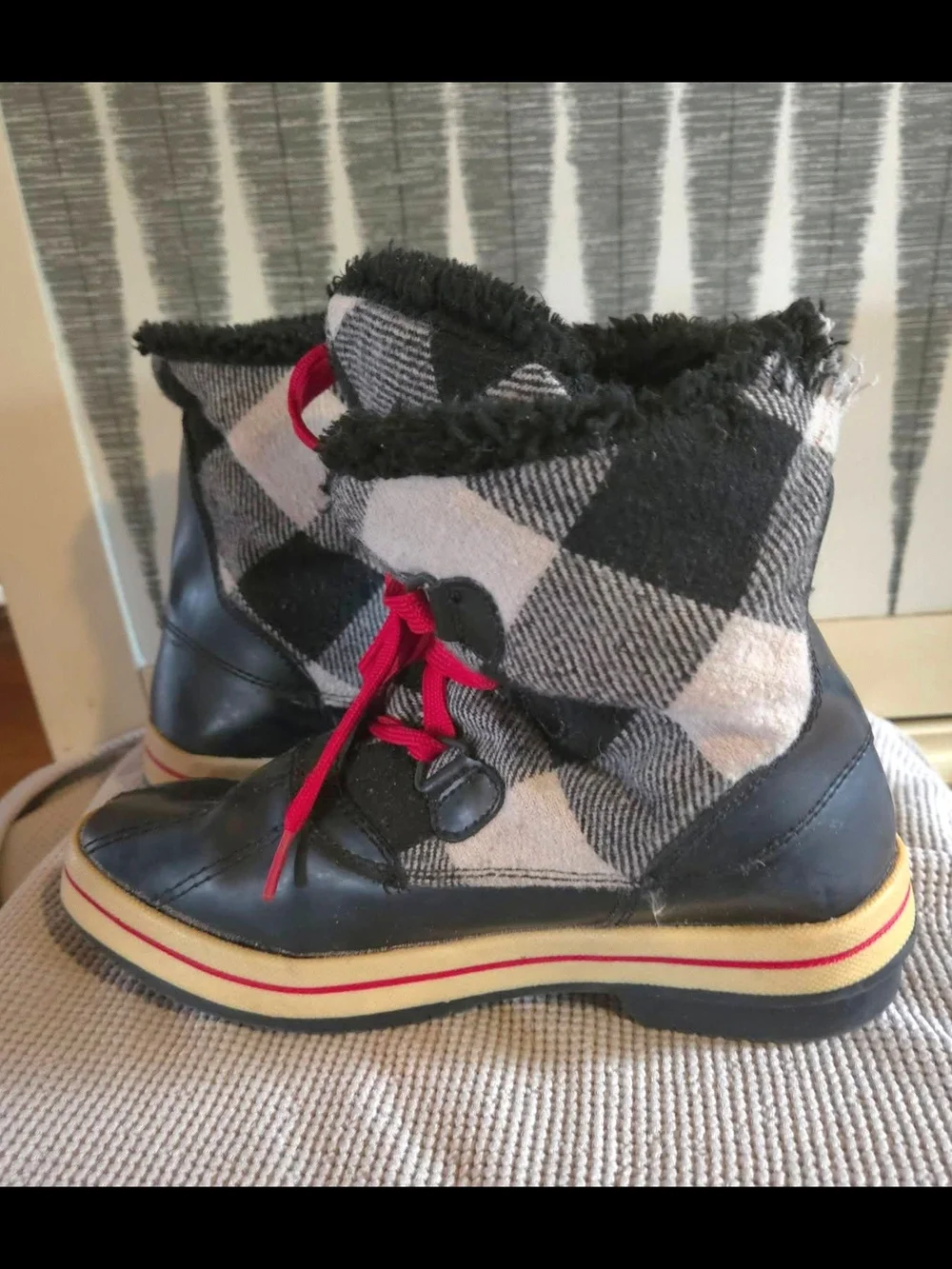 Target Black and Red Women's Winter Rain Boots - Size 8
